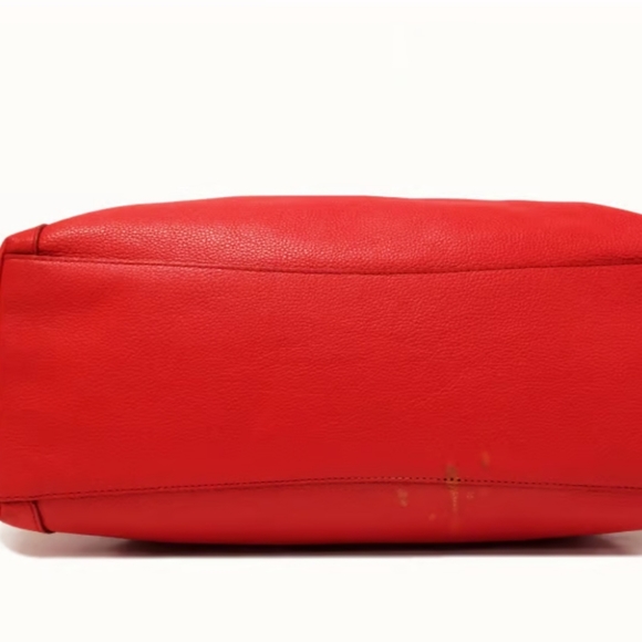 COACH Red Pebbled Leather shoulder bag with dust bag - Picture 6 of 9